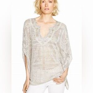 White House Black Market Metallic Knit poncho